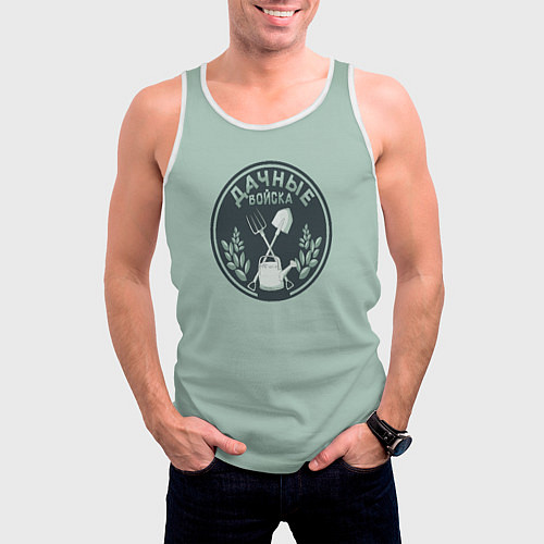 Мужская майка без рукавов Дачные войска значок / 3D-Белый – фото 3
