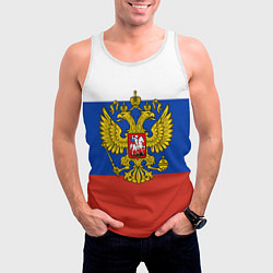 Майка-безрукавка мужская Флаг России с гербом, цвет: 3D-белый — фото 2
