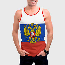 Майка-безрукавка мужская Флаг России с гербом, цвет: 3D-красный — фото 2