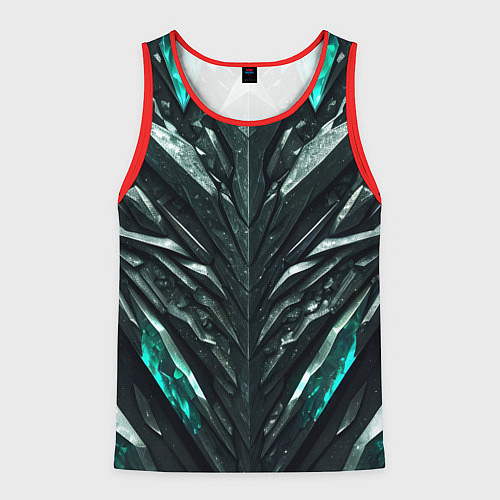 Мужская майка без рукавов Зелёная малахитовая броня / 3D-Красный – фото 1
