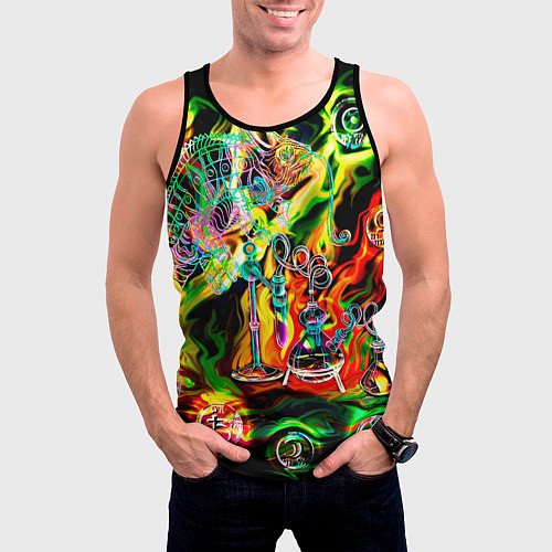 Мужская майка без рукавов Хамелеон и стихии / 3D-Черный – фото 3