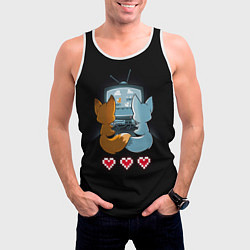 Майка-безрукавка мужская Лисья геймерская любовь, цвет: 3D-белый — фото 2