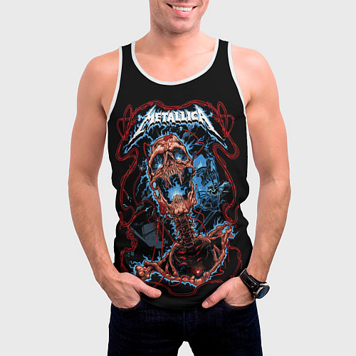 Мужская майка без рукавов Metallica skeleton / 3D-Белый – фото 3