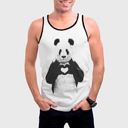 Майка-безрукавка мужская Panda love, цвет: 3D-черный — фото 2