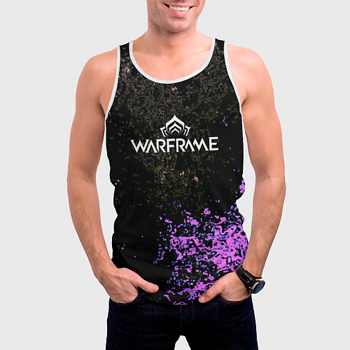 Мужская майка без рукавов Warframe брызги неоновых красок / 3D-Белый – фото 3