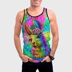Майка-безрукавка мужская Цветная лама, цвет: 3D-черный — фото 2