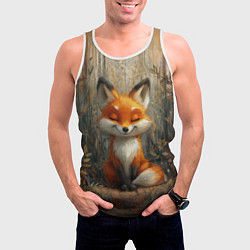 Майка-безрукавка мужская Милый и довольный лисёнок, цвет: 3D-белый — фото 2