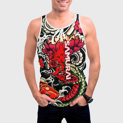 Мужская майка без рукавов Samurai татуировки / 3D-Белый – фото 3