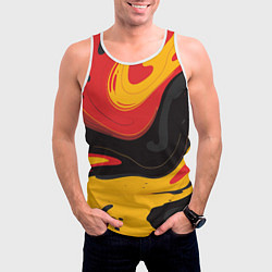 Майка-безрукавка мужская Красные желтые оранжевые пятна краски, цвет: 3D-белый — фото 2