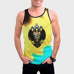 Майка-безрукавка мужская Российская империя герб краски, цвет: 3D-черный — фото 2