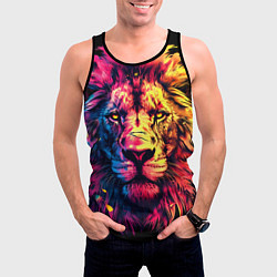 Майка-безрукавка мужская Старый огненный лев, цвет: 3D-черный — фото 2