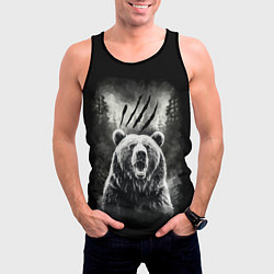 Майка-безрукавка мужская Большой бурый медведь, цвет: 3D-черный — фото 2