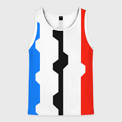 Майка-безрукавка мужская Техно линии синий и красный, цвет: 3D-белый