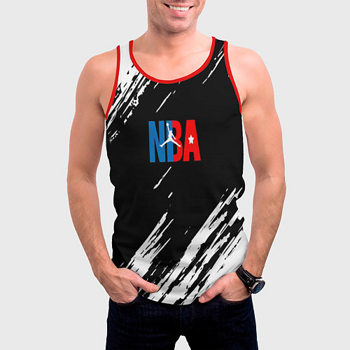 Мужская майка без рукавов Basketball текстура краски nba / 3D-Красный – фото 3