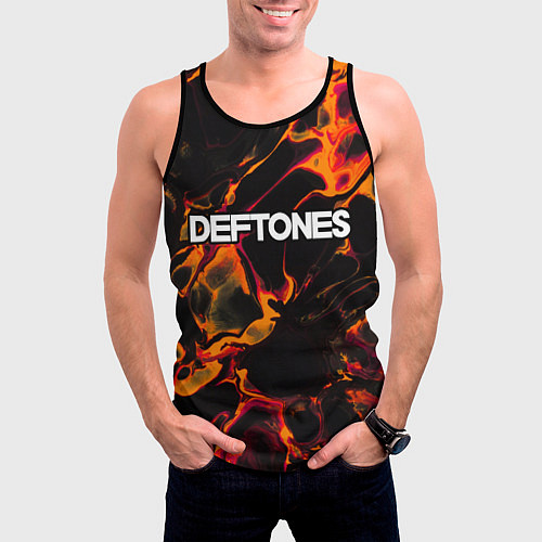 Мужская майка без рукавов Deftones red lava / 3D-Черный – фото 3