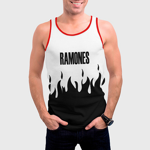 Мужская майка без рукавов Ramones fire black rock / 3D-Красный – фото 3