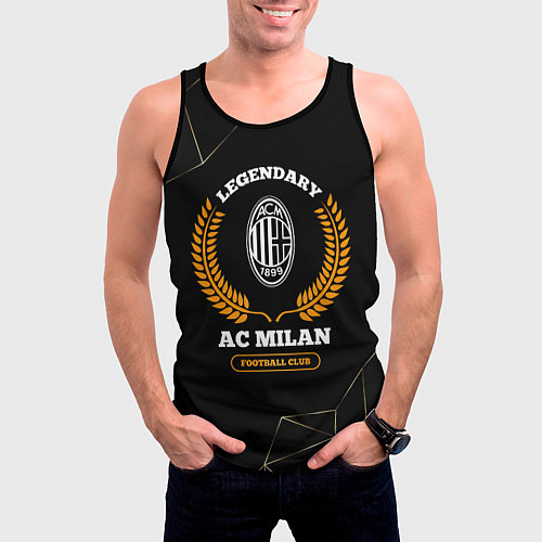 Мужская майка без рукавов Лого AC Milan и надпись legendary football club на / 3D-Черный – фото 3
