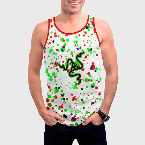 Мужская майка без рукавов Razer краски абстрактные / 3D-Красный – фото 3