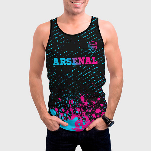 Мужская майка без рукавов Arsenal - neon gradient посередине / 3D-Черный – фото 3