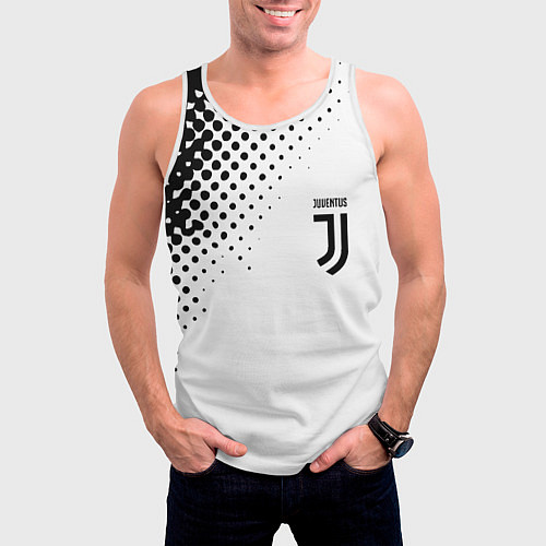 Мужская майка без рукавов Juventus sport black geometry / 3D-Белый – фото 3