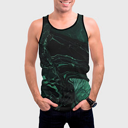 Майка-безрукавка мужская Черно-зеленый мрамор, цвет: 3D-черный — фото 2