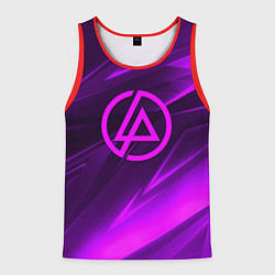 Майка-безрукавка мужская Linkin park neon stripes logo, цвет: 3D-красный