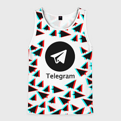 Майка-безрукавка мужская Telegram logo pattern steel, цвет: 3D-белый