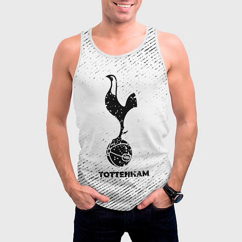 Мужская майка без рукавов Tottenham с потертостями на светлом фоне / 3D-Белый – фото 3
