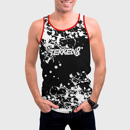 Мужская майка без рукавов Tekken 8 брызги белых красок / 3D-Красный – фото 3