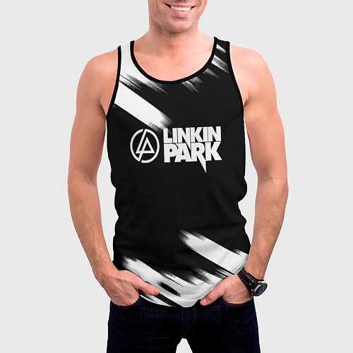 Мужская майка без рукавов Linkin park рок бенд краски / 3D-Черный – фото 3