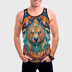 Майка-безрукавка мужская Медведь шаман тотемное животное, цвет: 3D-черный — фото 2