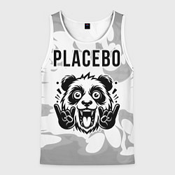 Майка-безрукавка мужская Placebo рок панда на светлом фоне, цвет: 3D-белый