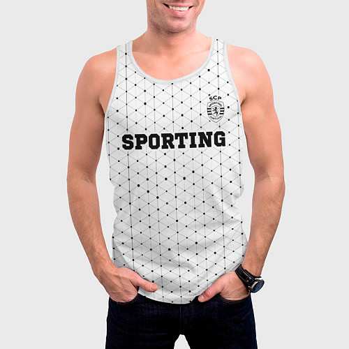 Мужская майка без рукавов Sporting sport на светлом фоне посередине / 3D-Белый – фото 3