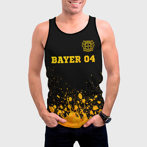 Мужская майка без рукавов Bayer 04 - gold gradient посередине / 3D-Черный – фото 3