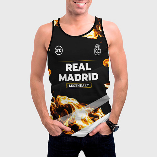 Мужская майка без рукавов Real Madrid legendary sport fire / 3D-Черный – фото 3