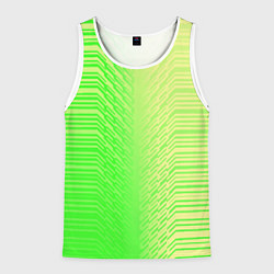 Майка-безрукавка мужская Зелёные градиентные линии, цвет: 3D-белый