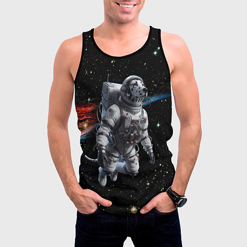 Мужская майка без рукавов The dalmatian brave cosmonaut - ai art / 3D-Черный – фото 3