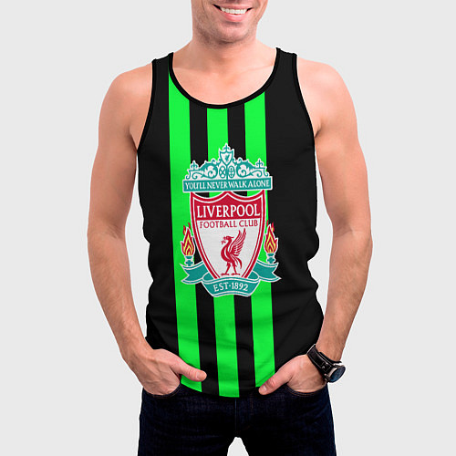 Мужская майка без рукавов Liverpool line green / 3D-Черный – фото 3