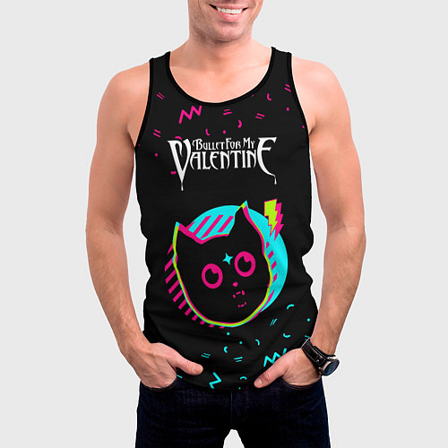 Мужская майка без рукавов Bullet For My Valentine - rock star cat / 3D-Черный – фото 3