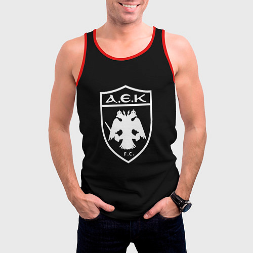 Мужская майка без рукавов AEK fc белое лого / 3D-Красный – фото 3