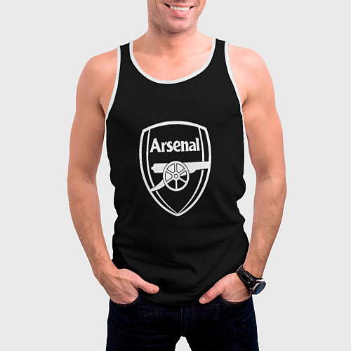 Мужская майка без рукавов Arsenal fc белое лого / 3D-Белый – фото 3