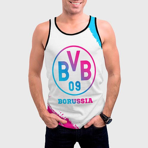 Мужская майка без рукавов Borussia neon gradient style / 3D-Черный – фото 3