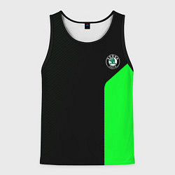 Майка-безрукавка мужская Skoda pattern sport green, цвет: 3D-черный