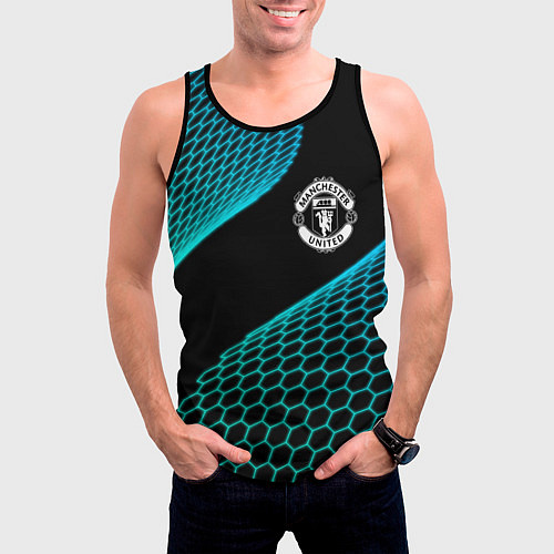 Мужская майка без рукавов Manchester United football net / 3D-Черный – фото 3