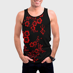 Майка-безрукавка мужская Клеймо жертвы из аниме Берсерк - красные цветы, цвет: 3D-черный — фото 2