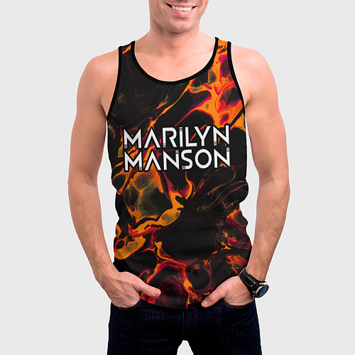 Мужская майка без рукавов Marilyn Manson red lava / 3D-Черный – фото 3