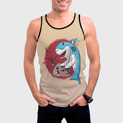 Майка-безрукавка мужская Sushi shark, цвет: 3D-черный — фото 2