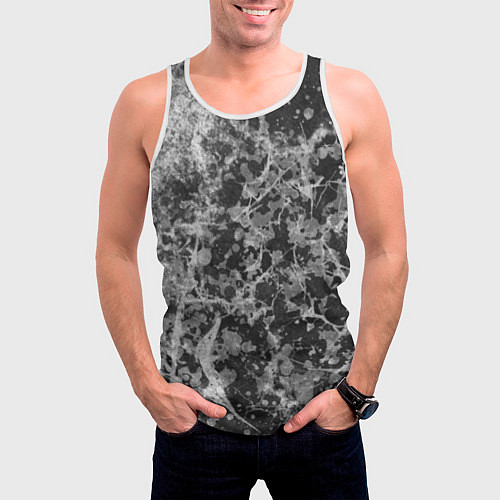 Мужская майка без рукавов Абстракция - серый антрацит / 3D-Белый – фото 3