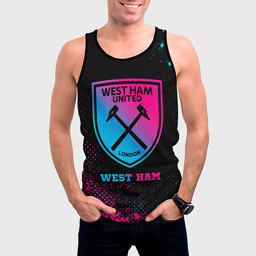 Мужская майка без рукавов West Ham - neon gradient / 3D-Черный – фото 3