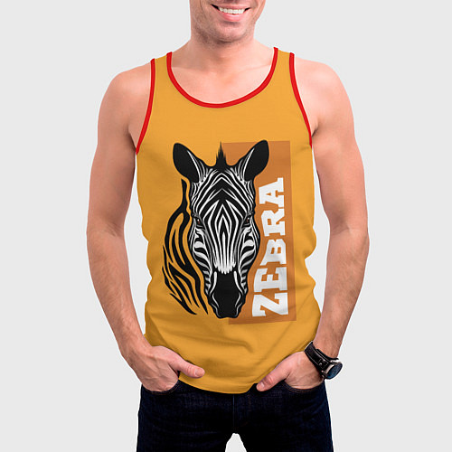 Мужская майка без рукавов Zebra head / 3D-Красный – фото 3